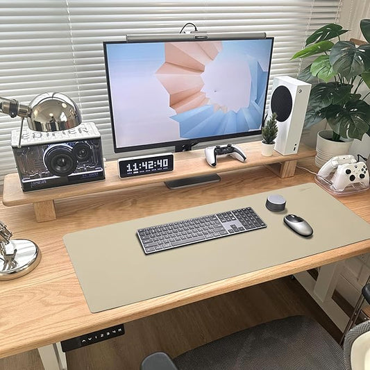 Leather Desk Mat Mouse Pad Large Non-Slip Surface Office Home Desk Accessories Supplies Decor for Keyboard Computer Laptop Writing Table Protector (Matcha Green)