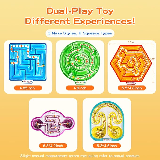 Squishy Fidget Toys - 5-Pack Sensory Maze Fidget for Anxiety & Stress Relief, Autism Kids | Calming Corner Items for Kids, Quiet Fidgets for Classroom & Car Travel | Gifts & Prizes for Children