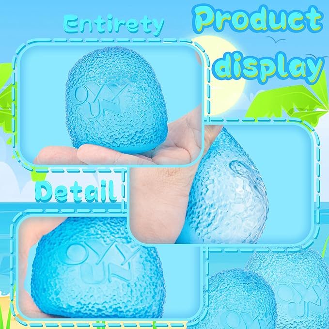 Textured Stress Ball - Fidget Toys for Anxiety Stress Relief, Hand Therapy Squishy Ball, Fidgets for Classroom Student, Fidget Toy for Kids Adults Children Teens (Blue Ellipsoid)