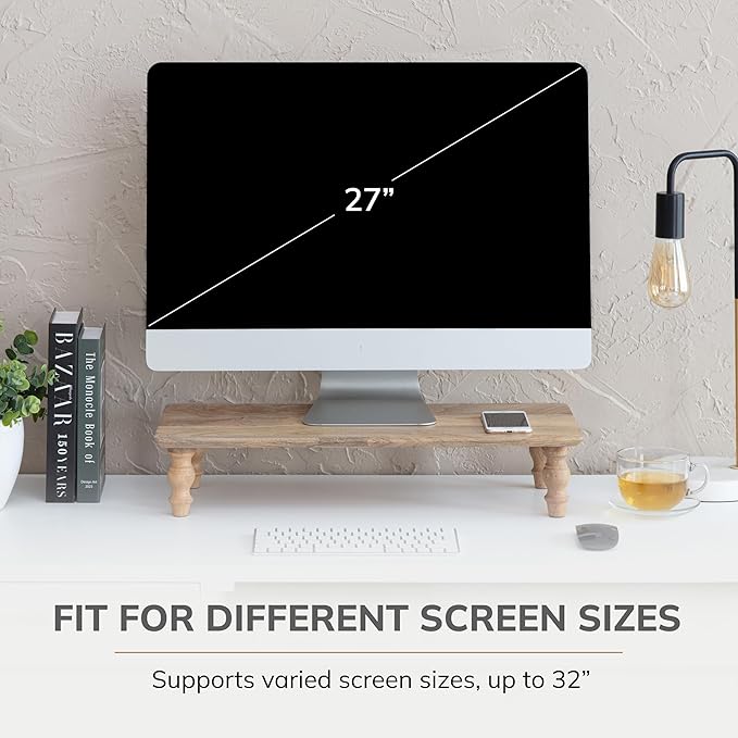 Anji Mountain Monitor Stand - Desktop Organizer & Laptop Riser, Ergonomic Monitor Riser, Space-Saving Monitor Stand for Desk, Durable Construction, Easy Assembly, Ideal for Home & Office,Mango