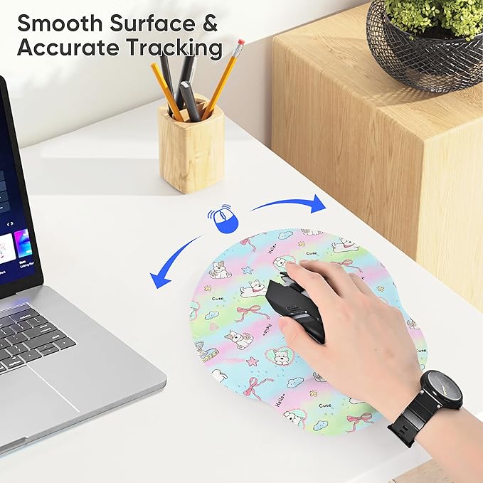 RICHEN Ergonomic Mouse Pad with Wrist Support,Non-Slip Rubber Base for Computer Laptop & Mac,Lightweight Rest for Home,Office & Travel (Dogs)