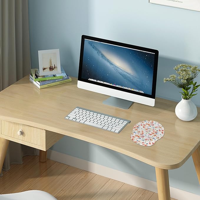 RICHEN Ergonomic Mouse Pad with Wrist Support,Non-Slip Rubber Base for Computer Laptop & Mac,Lightweight Rest for Home,Office & Travel (Flowers1)