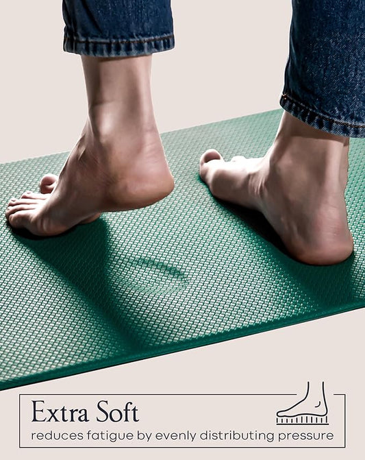 Anti-Fatigue Kitchen Mat Set – 2-Piece Memory Foam Cushioned Mats for Standing – Green, 18×30 & 18×60, 0.4 in Thick, Waterproof, Non-Slip – Homergy