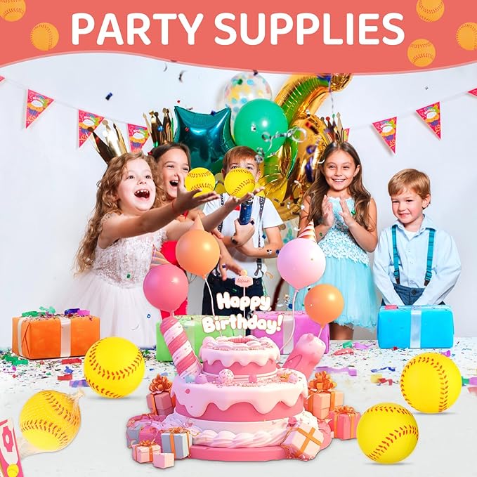 LiYiQ 24Pcs Sports Stress Balls Softball Stress Ball for Kids 2.36 Inch Foam Bouncy Balls Bulk Fun Balls Party Favors Sports Party Favors Goodie Bag Stuff for Kids Classroom Exchange (New Softball)