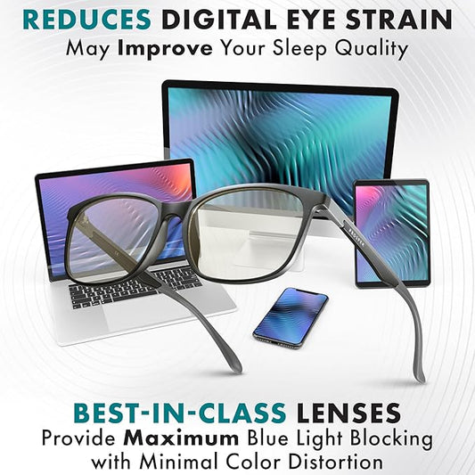 Prospek Mens Blue Light Glasses,CARBON - High Optical Quality Lenses and Ultra Light Frame