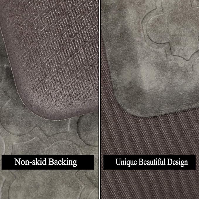 HEBE Kitchen Mat Cushioned Anti Fatigue Comfort Floor Mat 20"x60" Waterproof Non Slip Kitchen Rug Runner Laundry Room Rug Floor Carpet Heavy Duty Comfort Standing Mat Pads,Grey