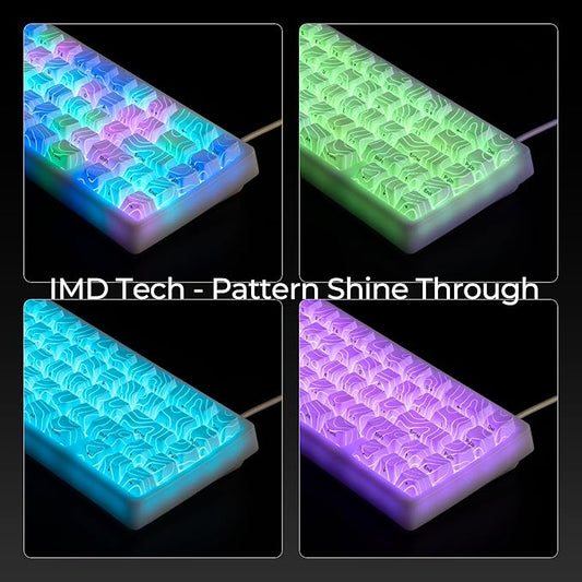 HITIME x XVX M67 Topographic Wired Gaming Keyboard with IMD Tech Keycaps, QMK/VIA 60 Percent Keyboard Custom, Creamy Mechanical Key Board Gasket, RGB Hot Swappable, Stellar White(JadeStone)