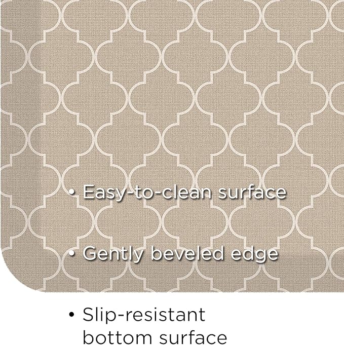 NewLife by GelPro Anti-Fatigue Designer Comfort Kitchen Floor Mat, 30x108" , Trellis Khaki Stain Resistant Surface with 3/4” Thick Ergo-foam Core for Health and Wellness