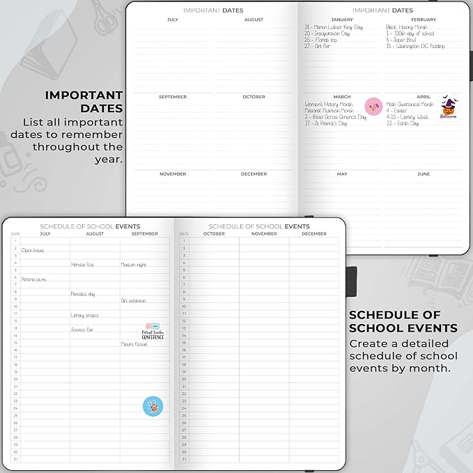 Clever Fox Teacher Planner – School Year Planner with Calendars & Lesson Plans – Teacher Plan Book for Classroom & Homeschool Organization - Undated, A5 Size, Hardcover (Black)