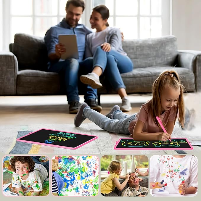 20 Inch LCD Writing Tablet for Kids, Children's Art Toys, Educational and Learning Drawing Kits, Birthday and Christmas Gifts for Boys and Girs Aged 3-12+, Pink
