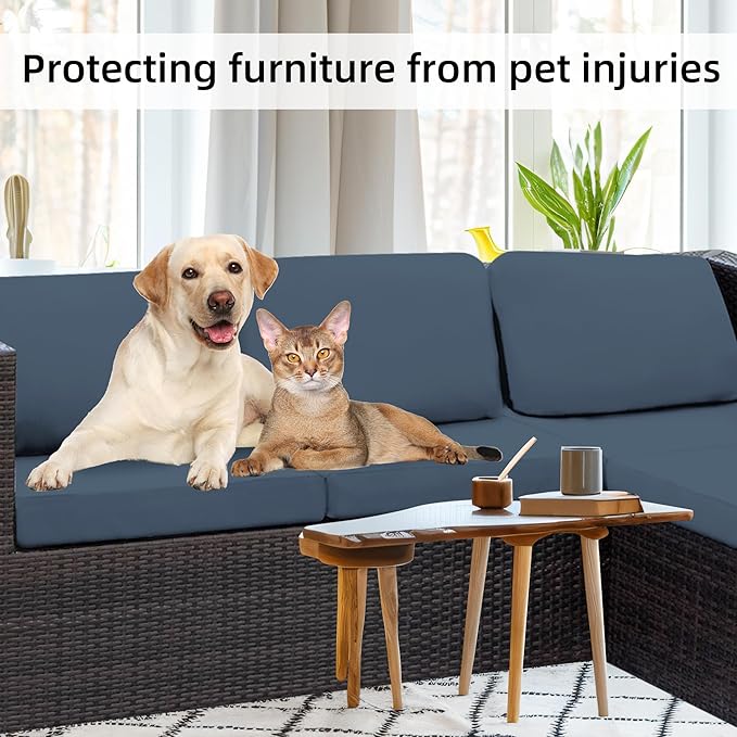 8Pcs Stretch Patio Cushion Covers,Outdoor Couch Covers Replacement,Outdoor Couch & Sofa Slipcovers,for Patio Furniture Cushion Covers,Washable Reusable Furniture Protector (Grey Blue,Cover Only)