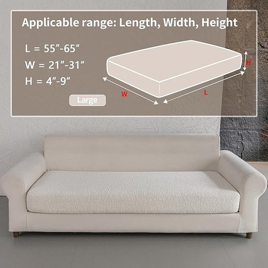 Couch Cushion Covers for Sectional Sofa, Stretch Soft Sofa Slipcovers Washable Wear-Resistant Universal Furniture Protector for Living Room(1 Piece Large Cover, Ivory)