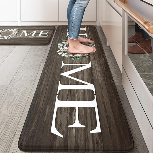 KIMODE Anti Fatigue Kitchen Mat 2PCS,Non-Skid Waterproof Kitchen Rugs,Farmhouse Kitchen Mat for Floor,Cushioned Comfort Foam Standing Mat for Home,Laundry,Office,Sink,Desk