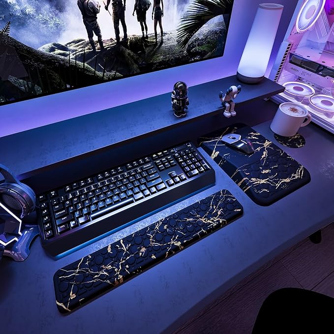 Ospelelf Black Keyboard Wrist Rest Ergonomic Mouse Pad with Wrist Rest, Wrist Rest for Computer Keyboard,