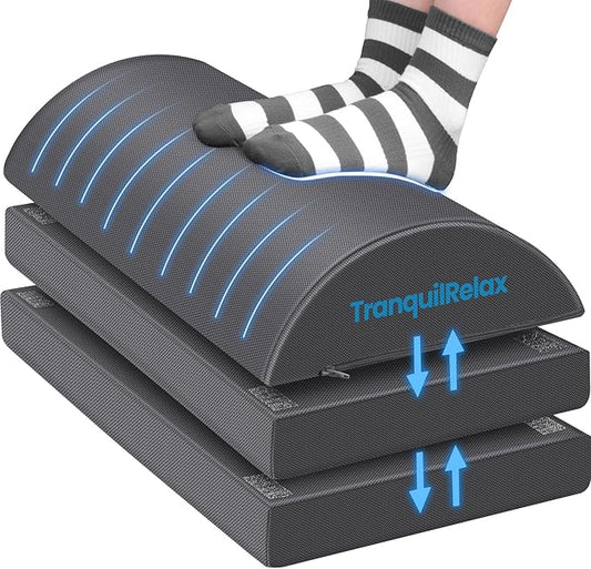 Foot Rest for Under Desk at Work, Gaming Accessories Foot Stool with 3 Adjustable Heights & Washable Cover, Comfortable Office Desk Accessories, Footrest for Office, Home and Car (Gray)