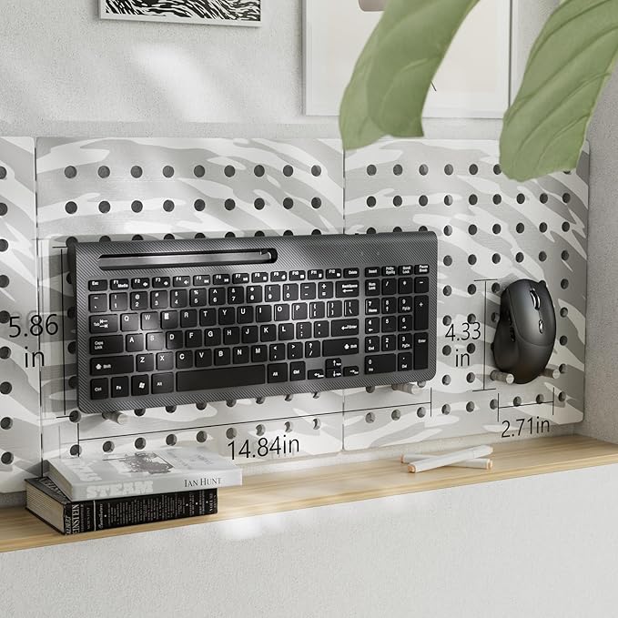 Wireless Keyboard and Mouse, Ergonomic Keyboard Mouse with Phone Holder, 2.4GHz Cordless Keyboard Mouse for Mac, Windows, PC, Laptop (Black)