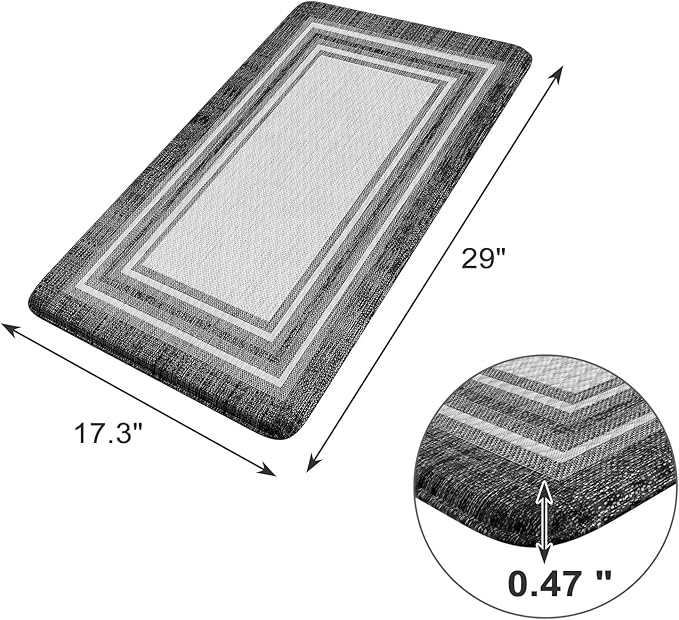 KIMODE Kitchen Rugs Cushioned Anti Fatigue Kitchen Mat Non-Skid Waterproof Kitchen Runner Rug Ergonomic Comfort Foam Standing Mat for Kitchen Decor,Floors,Office,Laundry,Black