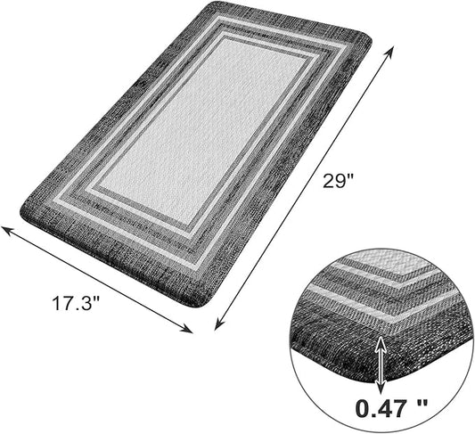 KIMODE Kitchen Rugs Cushioned Anti Fatigue Kitchen Mat Non-Skid Waterproof Kitchen Runner Rug Ergonomic Comfort Foam Standing Mat for Kitchen Decor,Floors,Office,Laundry,Black