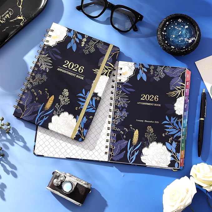 2026 Appointment Book - 2026 Planner, Daily Hourly Planner 2026, Jan 2026 - Dec 2026, Weekly & Monthly Planner, 6.3" x 8.5", Half Hour (30 Mins) Interval, Colorful Tabs, Thick Paper, Inner Pocket