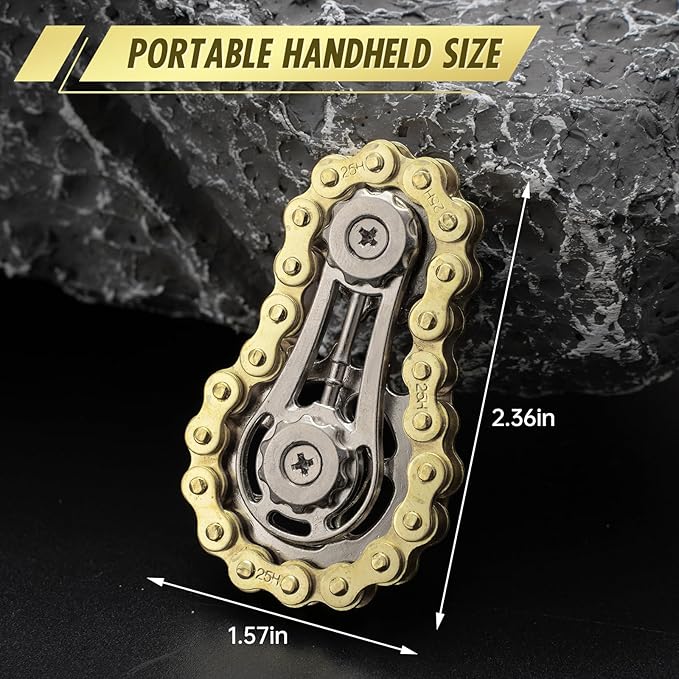 Fidget Spinners Toys for Adults Metal Figette Bike Chain Pain Stim Fidgets Toy for Teens ADHD Cool Gadgets Desk Offices Gift Anxiety Relief Items Stress Tool Sensory Spiky Toy for Autism 3pcs