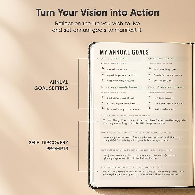 PRODUCTIVITY STORE Gratitude & Self-Care Journal - Guided Mindfulness & Mental Health Journal All-in-One with Prompts for Self Discovery - Daily Journal for Men & Women (A5, Black)