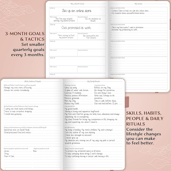 Legend Planner Daily for 3 Months – Undated Monthly Weekly & Daily Planner to Hit Goals. Organizer & Productivity Journal, A5 (Rose Gold)