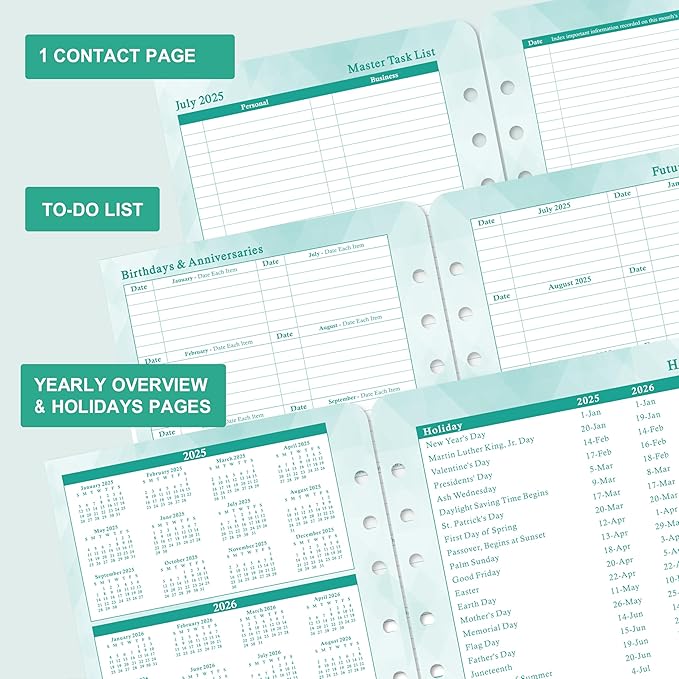 2025-2026 Planner Refills – Planner Refills 2025-2026, Jul.2025 - Jun.2026, 2 Pages Per Day Daily & Monthly Planner, 5.5" x 8.4", Daily Tracker