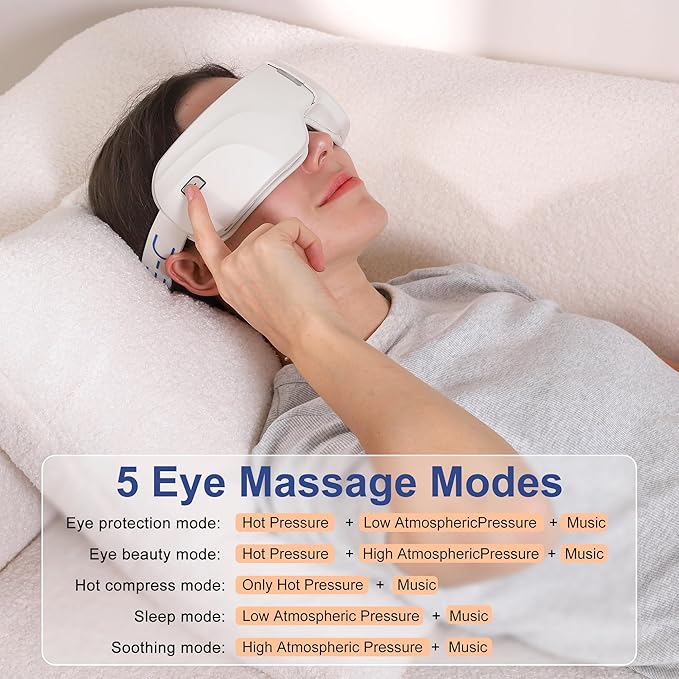 Eye-C Eye Massager Rechargeable, Portable Eye Relax Device with Heat & Vibration for Relaxation, 180° Folding Design, Gifts for Friend, Mom, Dad, Christmas