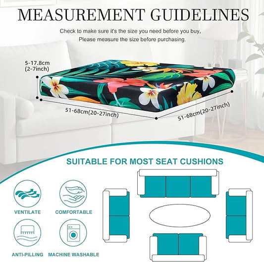 12 Pcs Stretch Patio Cushion Covers,Outdoor Couch Covers Replacement,Outdoor Couch & Sofa Slipcovers,for Patio Furniture Cushion Covers,Washable Reusable Furniture Protector (Floral,Cover Only)