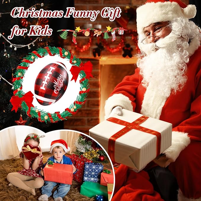 Jerify 24 Pcs Christmas Stress Ball Bulk, Mini Christmas Foam Football 3.35" Small Red Black Buffalo Plaid Relief Stress Ball for Xmas Carnival Party Favors Stocking Stuffer Filler Gifts