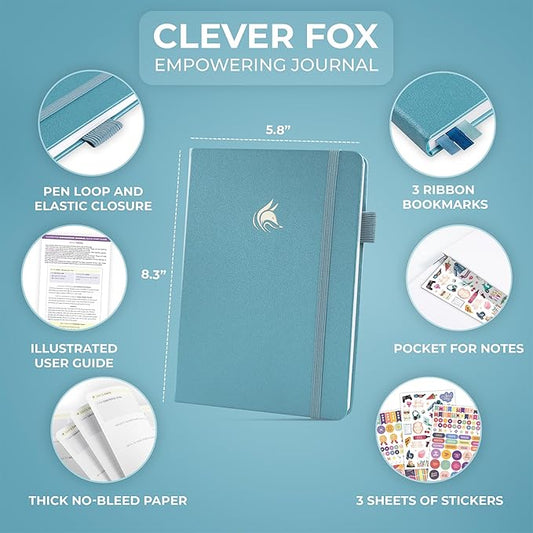 Clever Fox Empowering Journal for Teen Girls – Guided Self-Love Diary with Prompts – Gratitude & Manifestation Notebook, Teenage Gifts (Aquamarine)
