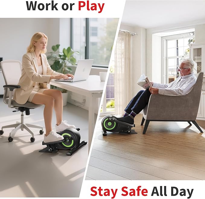 Under Desk Elliptical Machine, Ellipse Leg Exerciser as Seen on TV for Seniors, Pedal Exerciser Fully Assembled with 8 Resistance Levels, Portable Leg Exerciser for Home Office