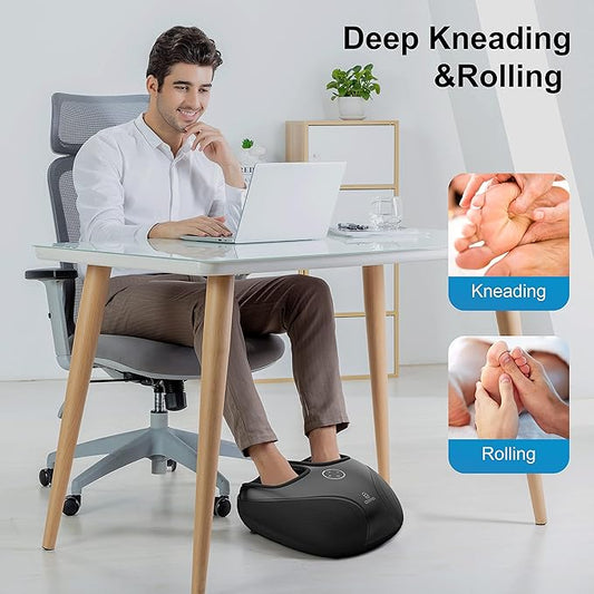 Shiatsu Foot Massager with Heat,Compression Kneading Rolling Feet Massager for Plantar Fasciitis,Neuropathy Massage for Foot Pain Relax at Home,Office, Gifts for Dad, Mom, Presents