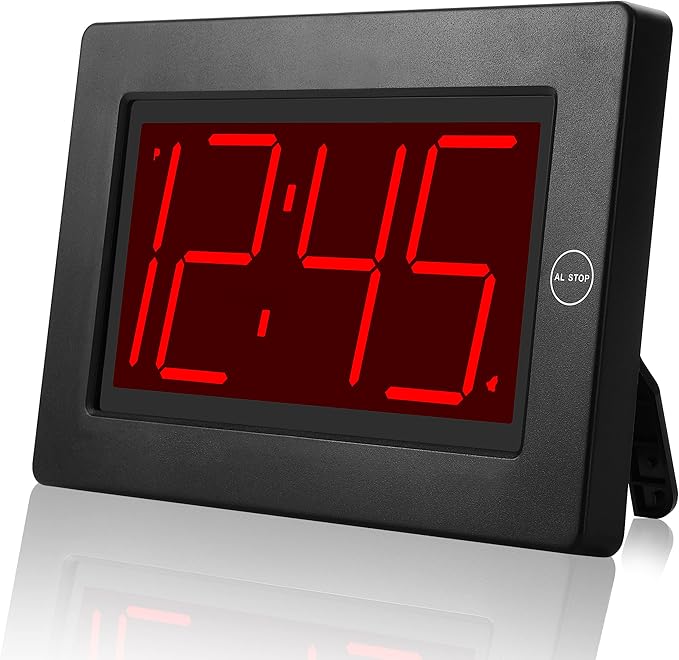 KWANWA Alarm Clock, 8" Large Screen Display, Digital Clock, Battery Operated, Auto Dimmer Mode,Wall Clock&Desk Clock for Bedroom, Office, Living Room, Elderly