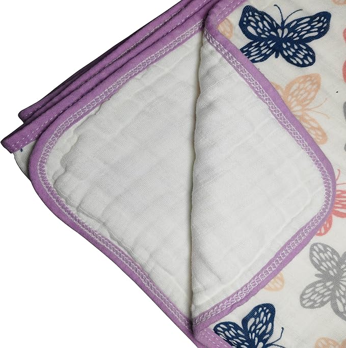 ZPECC Muslin Baby Blanket Thicker, 30x40 Organic Cotton Newborn Receiving Quilt Hypoallergenic for Baby Essentials Swaddle Crib Stroller, Butterfly