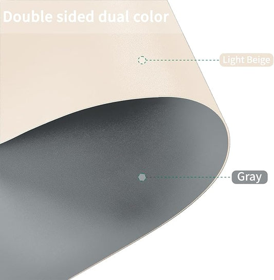 Leather Desk Mat,1.8mm Thick,12x42 Inch Desk Cover,Desk Protector Mat,Dresser Cover Top,Dresser Top Cover,Dresser Top Protector,Desk Covers On Top of Desks(Off White+Light Gray,12×42)