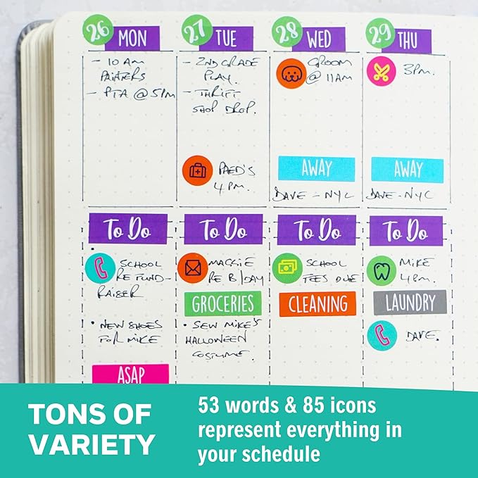 Practical Planner Stickers - Value Pack 48 Sheets, 6 Months of Aesthetic Agenda Stickers for Weekly Planner, Bullet Dot Journal - Planning, Goals, Fitness, Habit Tracking, Days