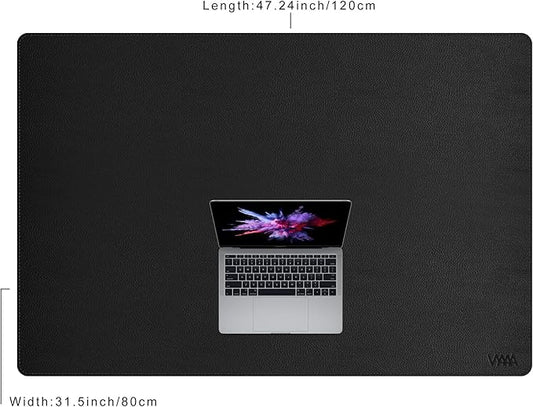 Vyaaa 47.2"x31.5" PU Leather Large Desk Mat (Black) - XXL Extended Mouse pad, Office Desk Protector, Non-Slip Computer Desk pad for Office, Gaming, Home