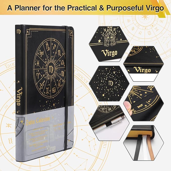 Virgo Zodiac Astrology Undated Monthly Weekly Daily Planner Journal A5 5.8" x 8.3" 160 Pages 100GSM Paper 2025 2026 2027 Holidays Calendar
