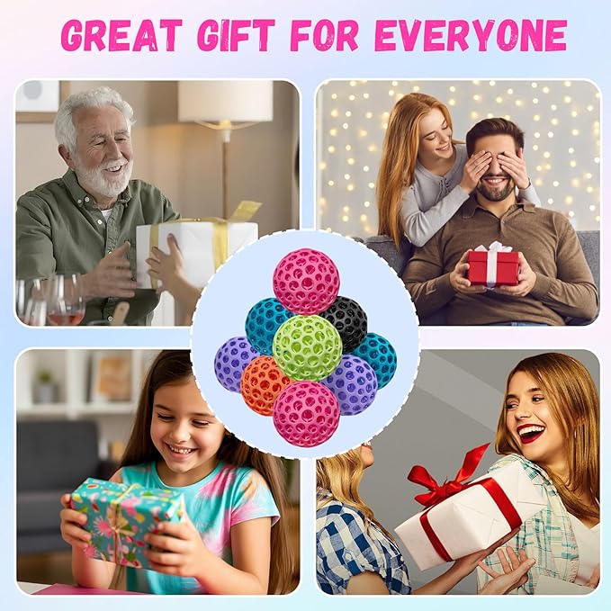 2Pcs 3D Printed Fidget Toy Stress Ball for Adults Grip Strength Trainer, Elasticity Fidget Bouncing Ball for Anxiety Relief, Novelty Gifts for Friends,Valentine Christmas Classroom Gifts for Kids