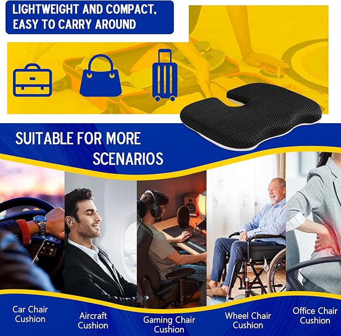 Gooo&Ma Seat Cushion,Air Fiber Cushion for Office Chair, Desk Chair Cushion for Long Sitting Office Workers, Car Drivers (Gray)