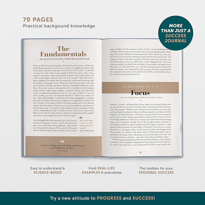 6-Minute Diary Success Daily Journal - The #1 Manifestation Journal for More Motivation & Success - Undated Organizer Planer 2024/2025 - More Focus & Mindfulness w/Guided Self-Help Journal