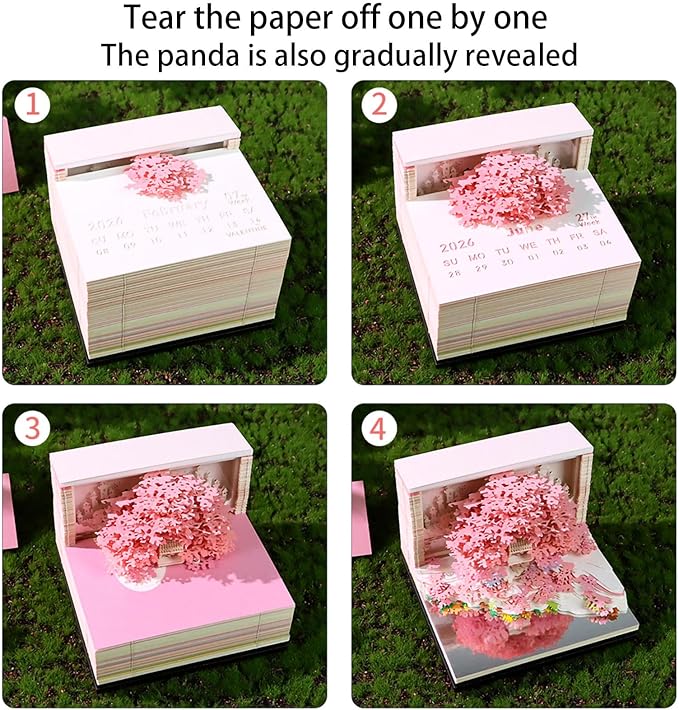 3D Timepiece Calendar 2026 Paper Art Memo Pad with LED Light – Tear-Away Desk Calendar for Record, Planner & Habit Tracker, Bookmark, Gift & Decorative Office Decor