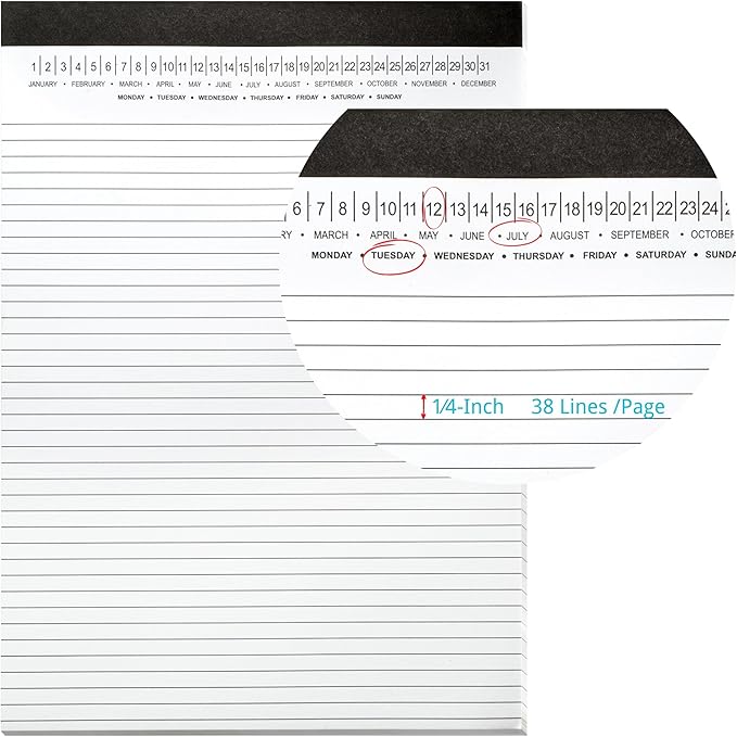 Mymazn Legal Pads 8.5 x 11 with Date on Top, Narrow Ruled, White Note Pads College Ruled Writing Tablets for Office, School, 50 Sheets, 3 Pack