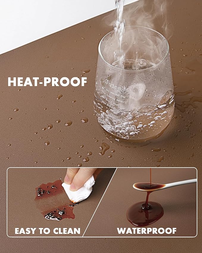 YSAGi Double-Sided Desk Pad, Leather Desk Mat, Eco Cork Desk Pad Protector, Large Mouse Pad for Desk, Waterproof Desk Blotter Pad, Desk Writing Pad for Office Work/Home(23.6"x13.7",Coffee+Cork)