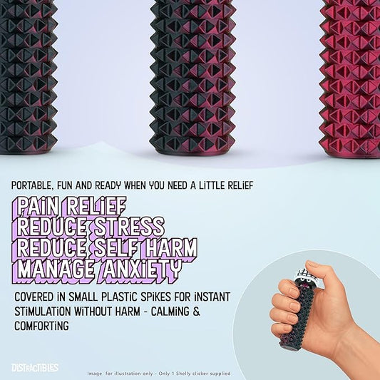 Shelly - Sensory Fidget Toy, Textured Pain Stim Device, Stress Relief for Focus and Concentration (Neon Crimson)