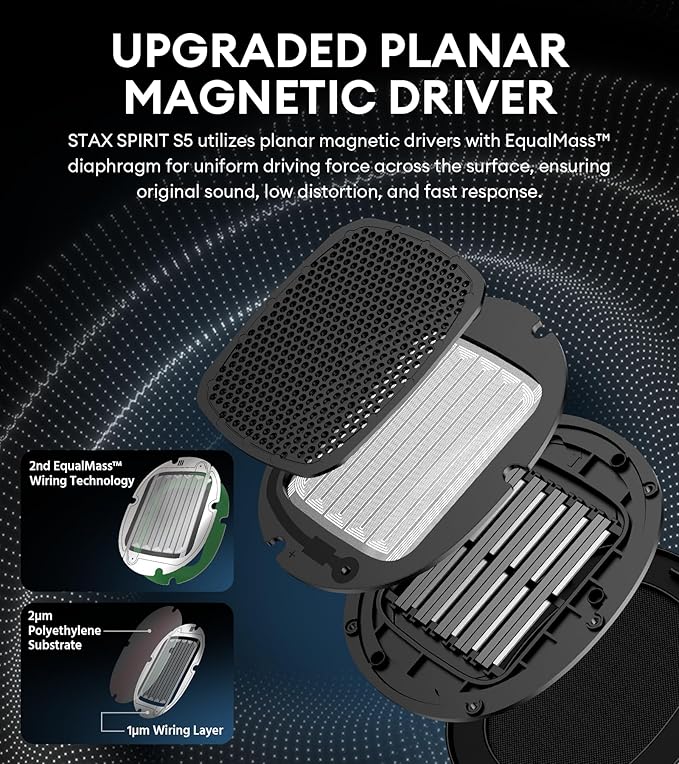 Edifier STAX Spirit S5 Wireless Planar Magnetic Headphones, Snapdragon Sound, aptX Adaptive, Hi-Res Audio (LDAC LHDC), Bluetooth 5.4, Dual-Mic CVC Tech, 80H Playback & Fast Charging for Audiophiles