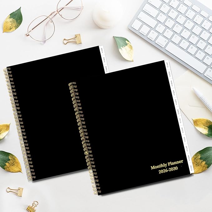2026-2030 Monthly Planner, 5 Year Monthly Planner/Calendar 2026-2030, 60-Month Jan 2026 ā Dec 2030, 9" x 11", Tabs, Double-Side Pocket, Holidays, Thick Paper - Black