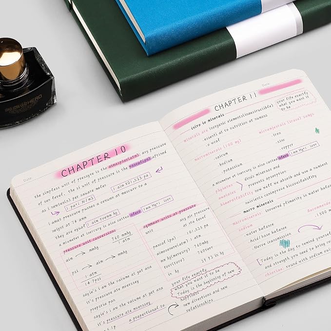 AHGXG Thick Journal Lined Notebook - 320 Numbered Pages Journal for Women A5 Notepad College Ruled, 100gsm Paper, Leather Hardcover, for Men Writing Work Office School, 5.75'' X 8.38''-Black