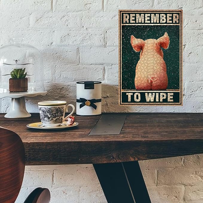 500 Piece Wooden Jigsaw Puzzle Remember to Wipe Adults & Kids Educational Family Game Stress Relief Brain Teaser to Improve Memory & Cognitive Skills 20.4x15 Inch